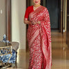 Sophisticated Red Soft Silk Saree With Amazing Blouse Piece