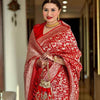 Sophisticated Red Soft Silk Saree With Amazing Blouse Piece