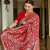 Sophisticated Red Soft Silk Saree With Amazing Blouse Piece
