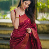 Mellifluous Maroon Soft Silk Saree With Elision Blouse Piece