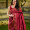 Mellifluous Maroon Soft Silk Saree With Elision Blouse Piece