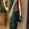 Designer Dark Green Soft Silk Saree With Exceptional Blouse Piece