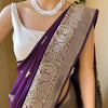 Flameboyant Purple Soft Silk Saree With Stunner Blouse Piece