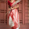 Outstanding Off White Soft Silk Saree With Twirling Blouse Piece