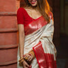 Outstanding Off White Soft Silk Saree With Twirling Blouse Piece