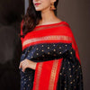 Scintillating Black Soft Silk Saree With Luminous Blouse Piece