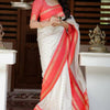 Mellifluous Off White Soft Silk Saree With Inimitable Blouse Piece