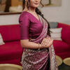 Smart Wine Soft Silk Saree With Flameboyant Blouse Piece