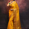 Ailurophile Yellow Soft Silk Saree With Demesne Blouse Piece