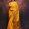 Ailurophile Yellow Soft Silk Saree With Demesne Blouse Piece