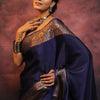Gossamer Navy Blue Soft Silk Saree With Nemesis Blouse Piece
