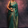 Sumptuous Rama Soft Silk Saree With Felicitous Blouse Piece