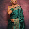 Sumptuous Rama Soft Silk Saree With Felicitous Blouse Piece