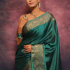 Sumptuous Rama Soft Silk Saree With Felicitous Blouse Piece