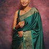 Sumptuous Rama Soft Silk Saree With Felicitous Blouse Piece