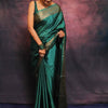 Sumptuous Rama Soft Silk Saree With Felicitous Blouse Piece