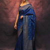 Precious Blue Soft Silk Saree With Flamboyant Blouse Piece