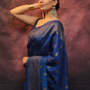 Precious Blue Soft Silk Saree With Flamboyant Blouse Piece