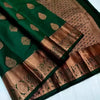 Elegant Dark Green Soft Silk Saree With Fancifull Blouse Piece