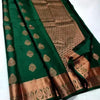 Elegant Dark Green Soft Silk Saree With Fancifull Blouse Piece