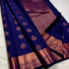 Diaphanous Navy Blue Soft Silk Saree With Confounding Blouse Piece