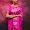 Classy Dark Pink Soft Silk Saree With Dissemble Blouse Piece