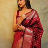 Twirling Maroon Soft Silk Saree With Surpassing Blouse Piece