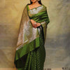 Impressive Mehndi Soft Silk Saree With Energetic Blouse Piece