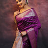 Arresting Purple Soft Silk Saree With Fairytale Blouse Piece