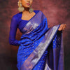Eloquence Royal Blue Soft Silk Saree With Seraglio Blouse Piece
