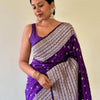 Exquisite Purple Soft Silk Saree With Eclat Blouse Piece