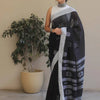 Petrichor Black Cotton Silk Saree With Traditional Blouse Piece