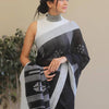 Petrichor Black Cotton Silk Saree With Traditional Blouse Piece