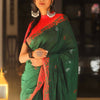 Proficient Green Cotton Silk Saree With Gratifying Blouse Piece