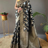 Delightful Black Cotton Silk Saree With Flamboyant Blouse Piece