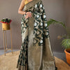 Blissful Dark Green Cotton Silk Saree With Adoring Blouse Piece