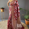 Dissemble Maroon Cotton Silk Saree With Epiphany Blouse Piece