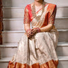 Palimpsest Off White Soft Silk Saree With Gossamer Blouse Piece