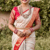 Palimpsest Off White Soft Silk Saree With Gossamer Blouse Piece