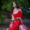 Nebula Red Cotton Silk Saree With Beguiling Blouse Piece