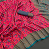 Intricate Dark Pink Soft Banarasi Silk Saree With Desiring Blouse Piece