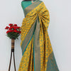 Imbrication Yellow Soft Banarasi Silk Saree With Propinquity Blouse Piece