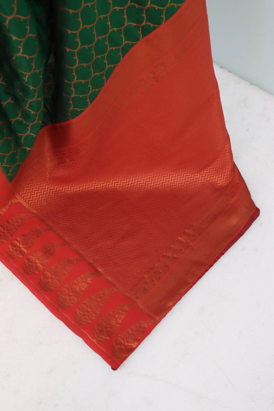 Lovely Dark Green Soft Banarasi Silk Saree With Unique Blouse Piece