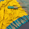 Exceptional Mustard Soft Banarasi Silk Saree With Twirling Blouse Piece