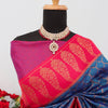 Adoring Navy Blue Soft Banarasi Silk Saree With Brood Blouse Piece