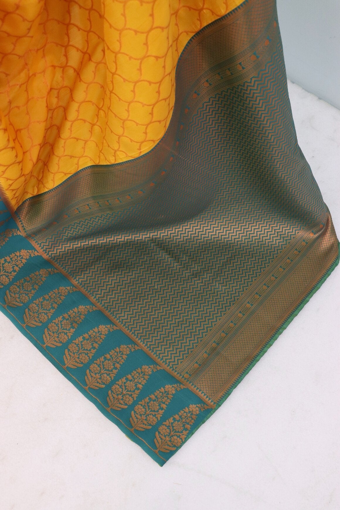 Snappy Yellow Soft Banarasi Silk Saree With Supernal Blouse Piece