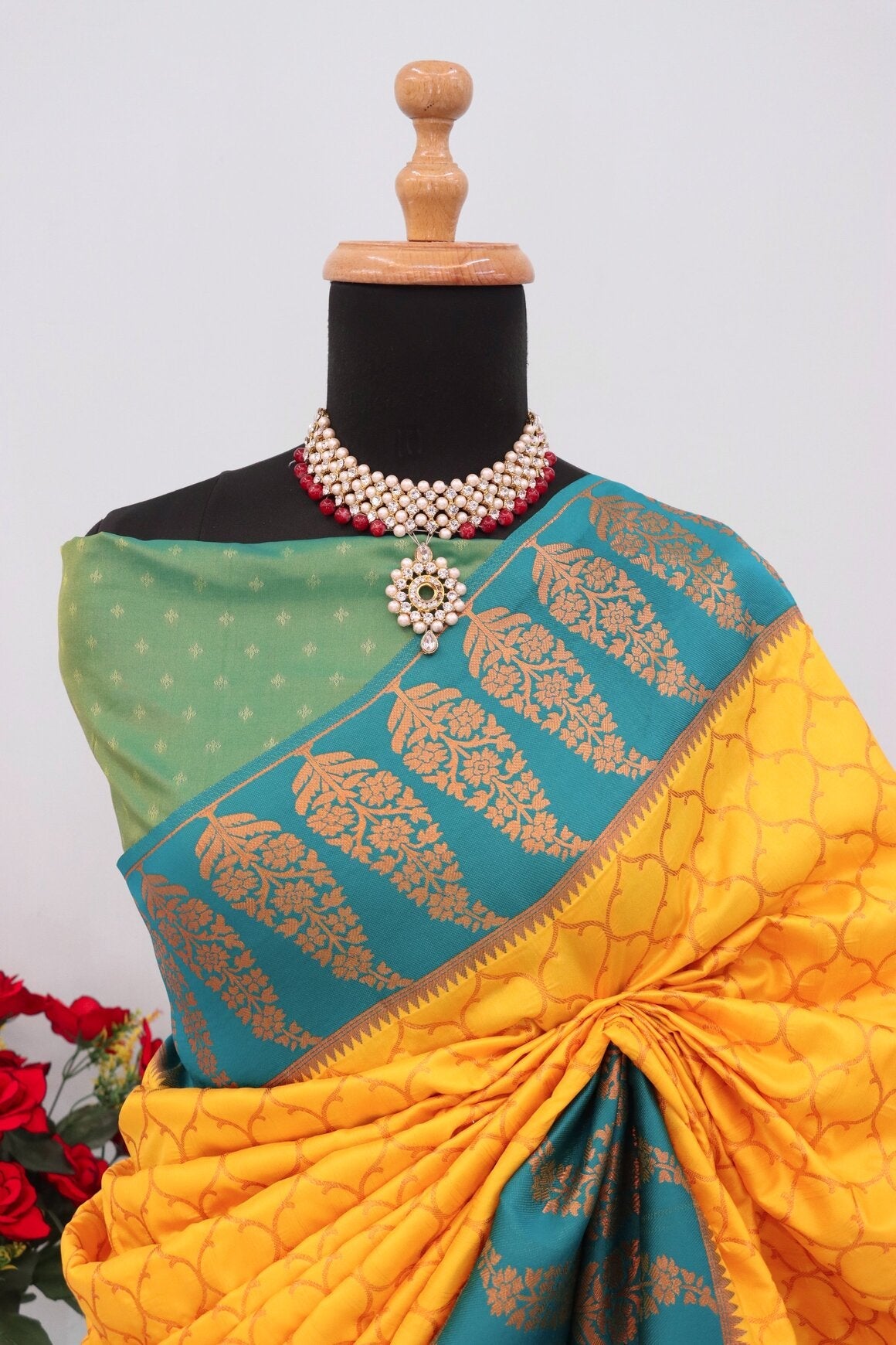 Snappy Yellow Soft Banarasi Silk Saree With Supernal Blouse Piece