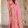 Elision Baby Pink Pashmina Saree With Demure Blouse Piece