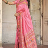 Elision Baby Pink Pashmina Saree With Demure Blouse Piece
