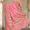Elision Baby Pink Pashmina Saree With Demure Blouse Piece